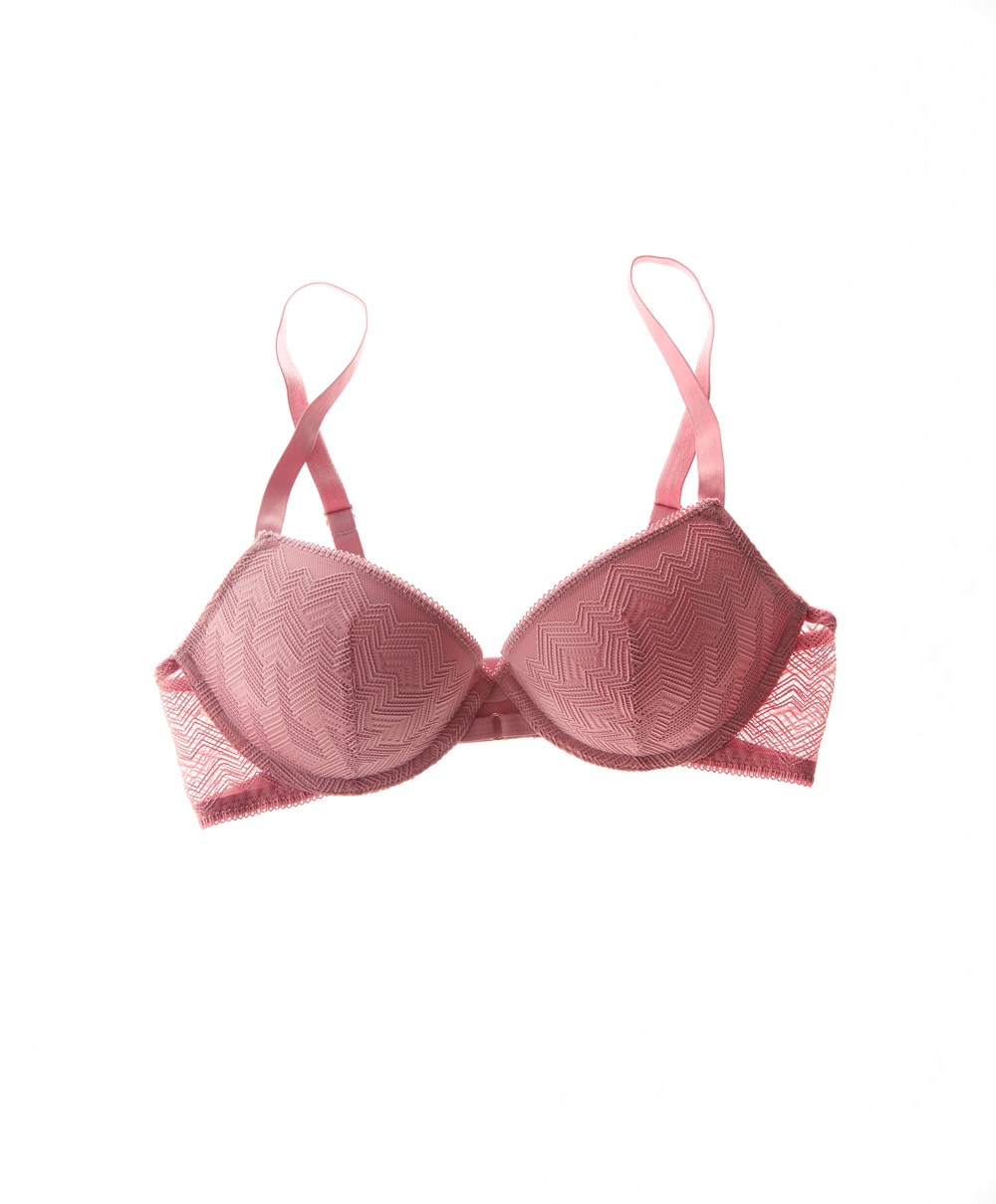 Dark Mauve Oysho Lace Classic Push-up Bra | DGOU60135