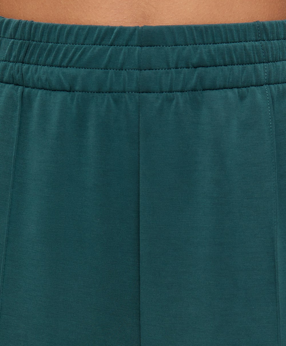 Dark Turquoise Oysho Soft Touch Modal Trousers With Straight Leg And Stripe | MILC12768