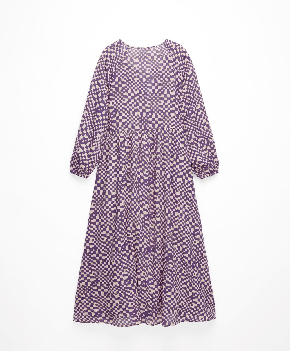 Deep Purple Oysho Printed 100% Cotton Tunic Dress | CVPG01738