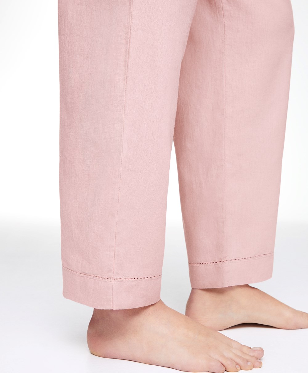 Dusty Pink Oysho Linen Trousers | HRFW34218