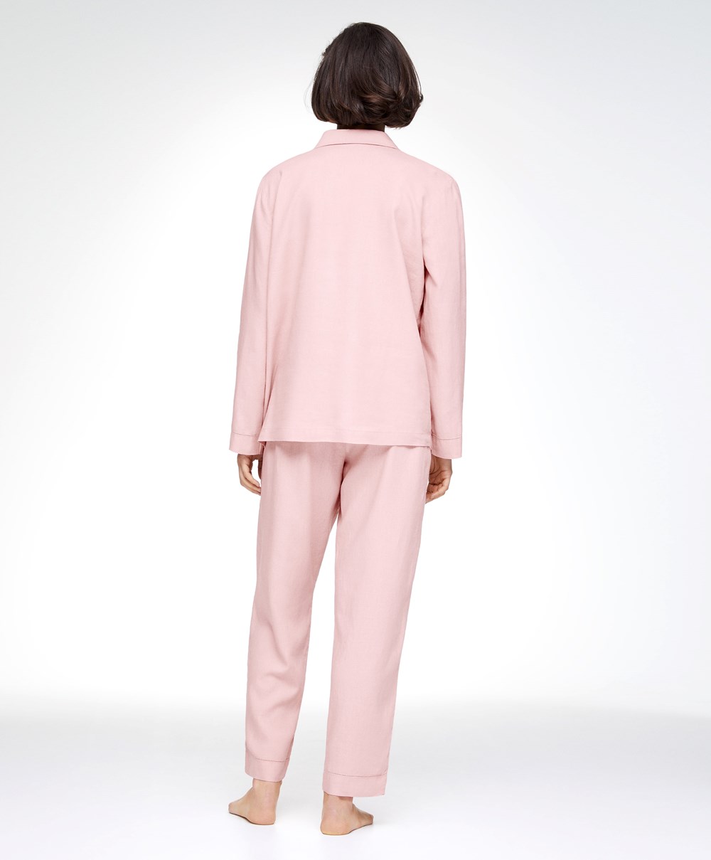 Dusty Pink Oysho Linen Trousers | HRFW34218