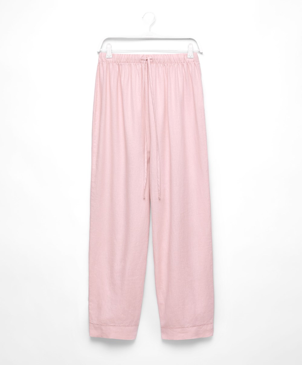 Dusty Pink Oysho Linen Trousers | HRFW34218