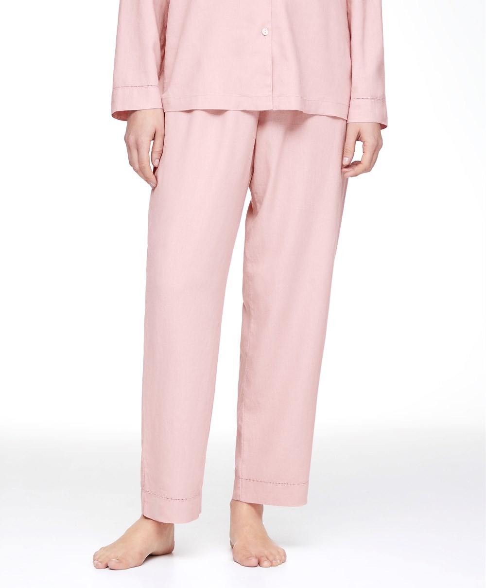 Dusty Pink Oysho Linen Trousers | HRFW34218