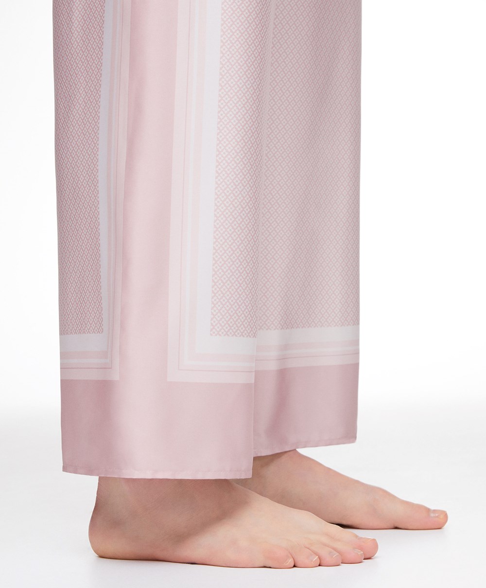 Dusty Pink Oysho Long Satin Trousers | XGRO92708