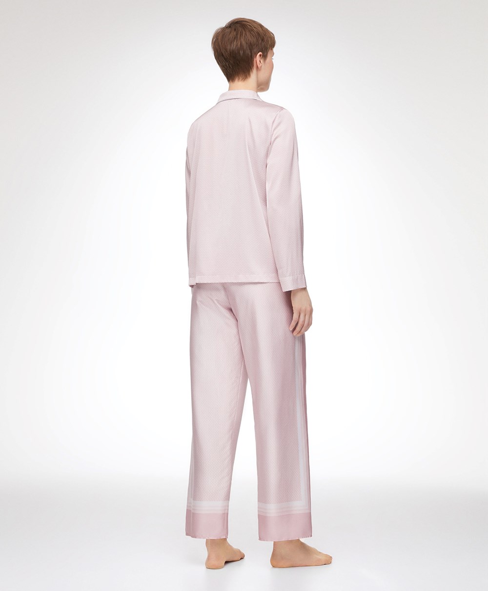 Dusty Pink Oysho Long Satin Trousers | XGRO92708