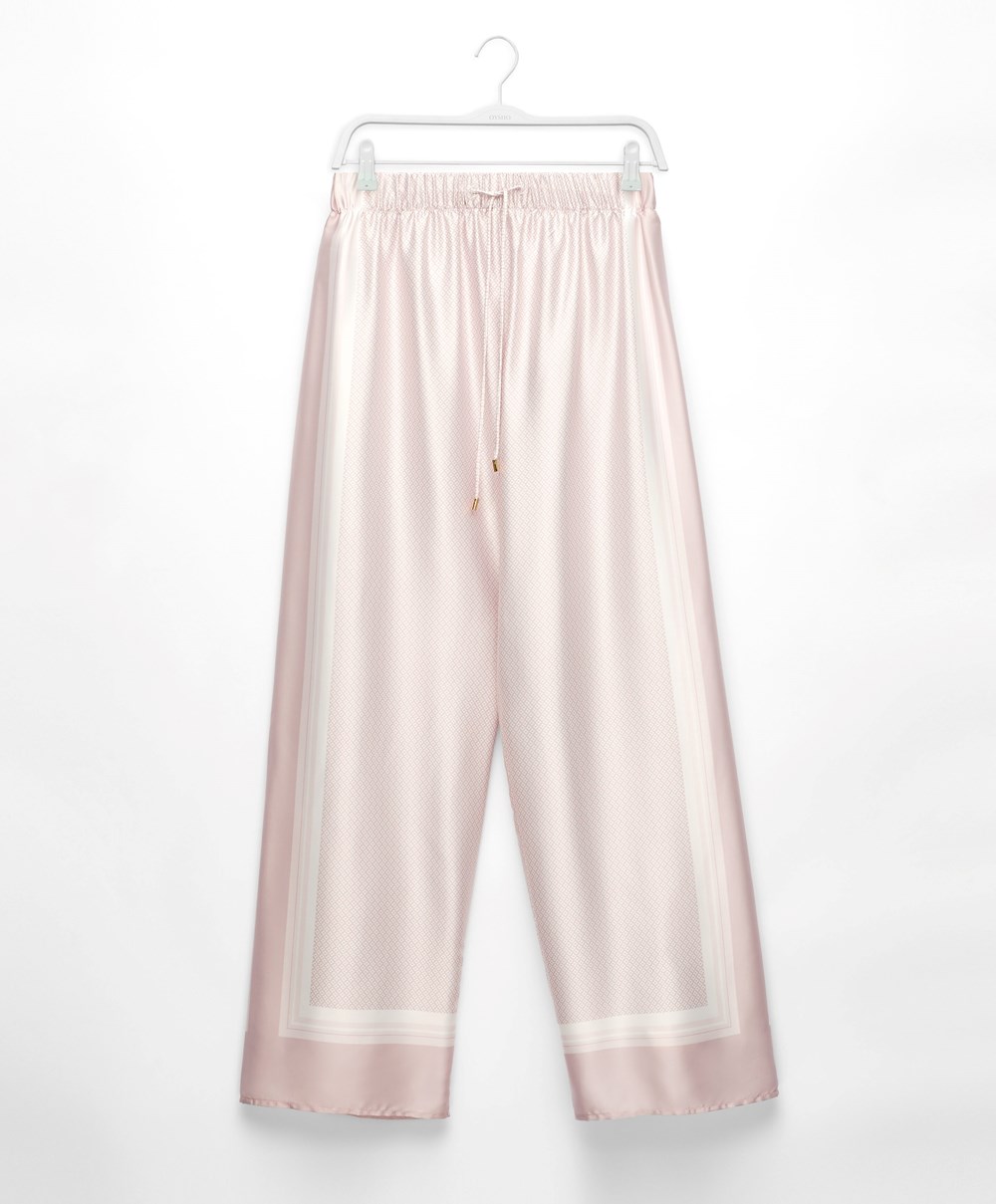 Dusty Pink Oysho Long Satin Trousers | XGRO92708