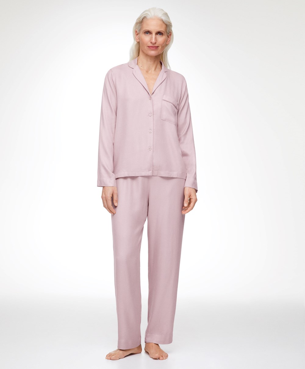 Dusty Pink Oysho Long-sleeved Shirt With Piping | BVDH71452