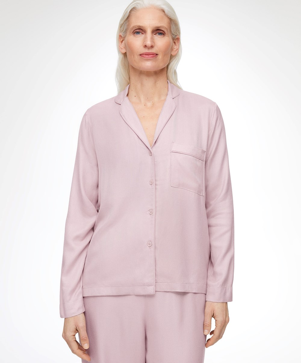 Dusty Pink Oysho Long-sleeved Shirt With Piping | BVDH71452