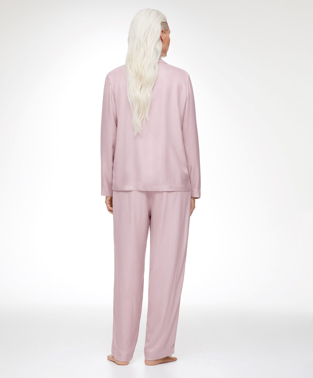 Dusty Pink Oysho Long-sleeved Shirt With Piping | QHTI76580