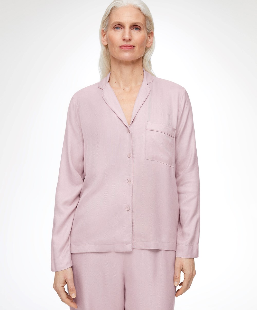 Dusty Pink Oysho Long-sleeved Shirt With Piping | QHTI76580