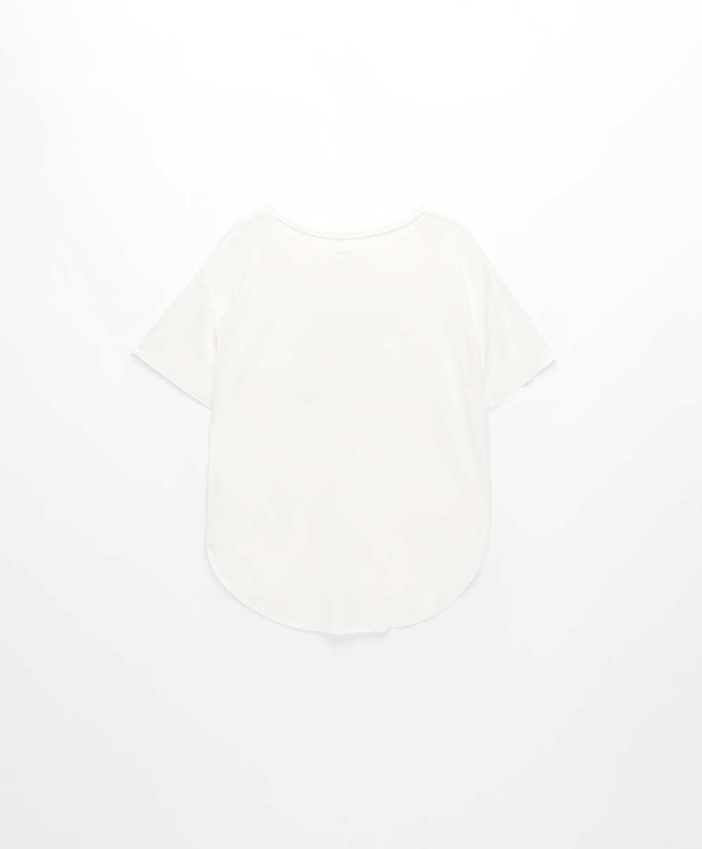 Ecru Oysho Modal Short-sleeved Text T-shirt | DIQV16359