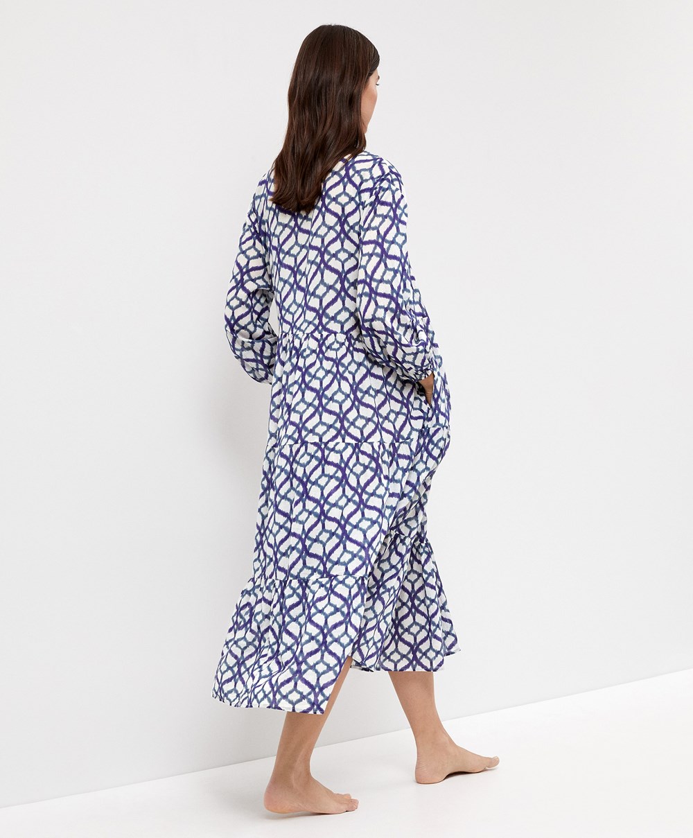 Ecru Oysho Printed 100% Cotton Tunic Dress | ZFVB34281