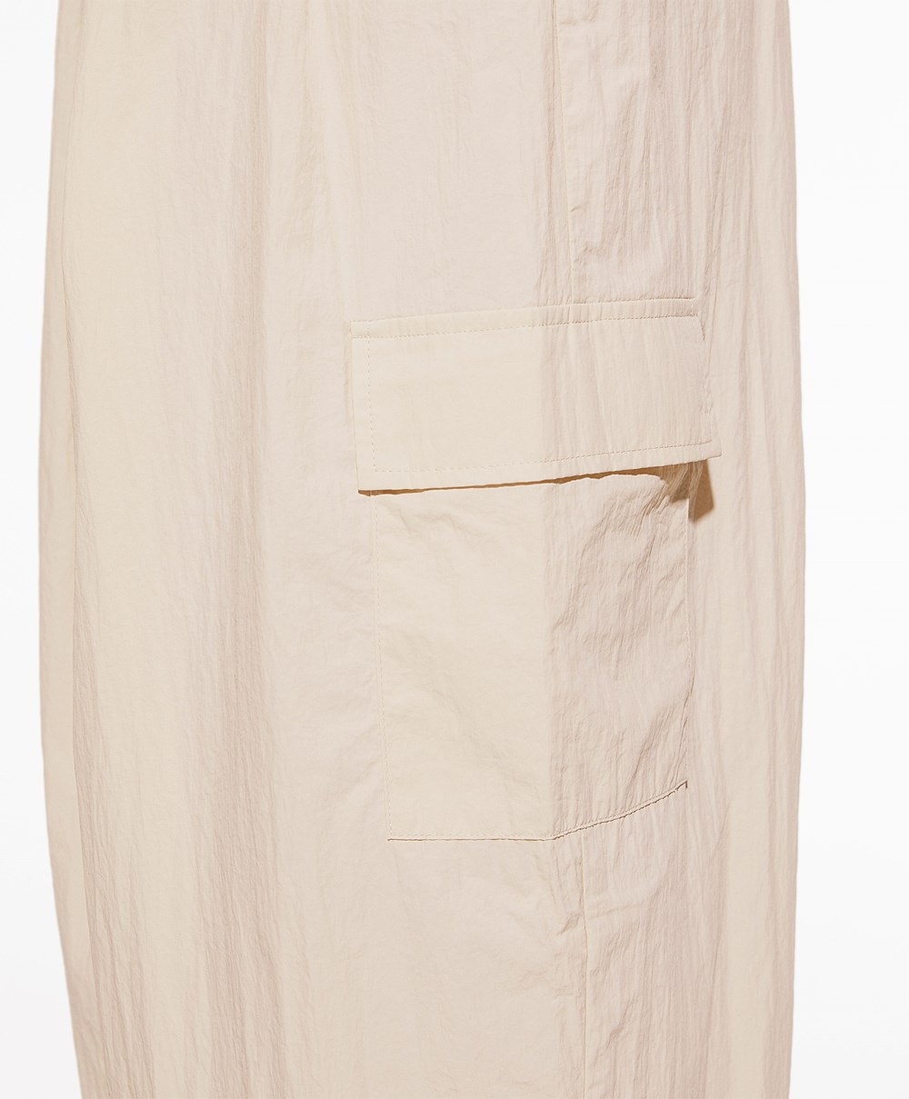 Ecru Oysho Wide-leg Cargo Trousers | EAIQ63954