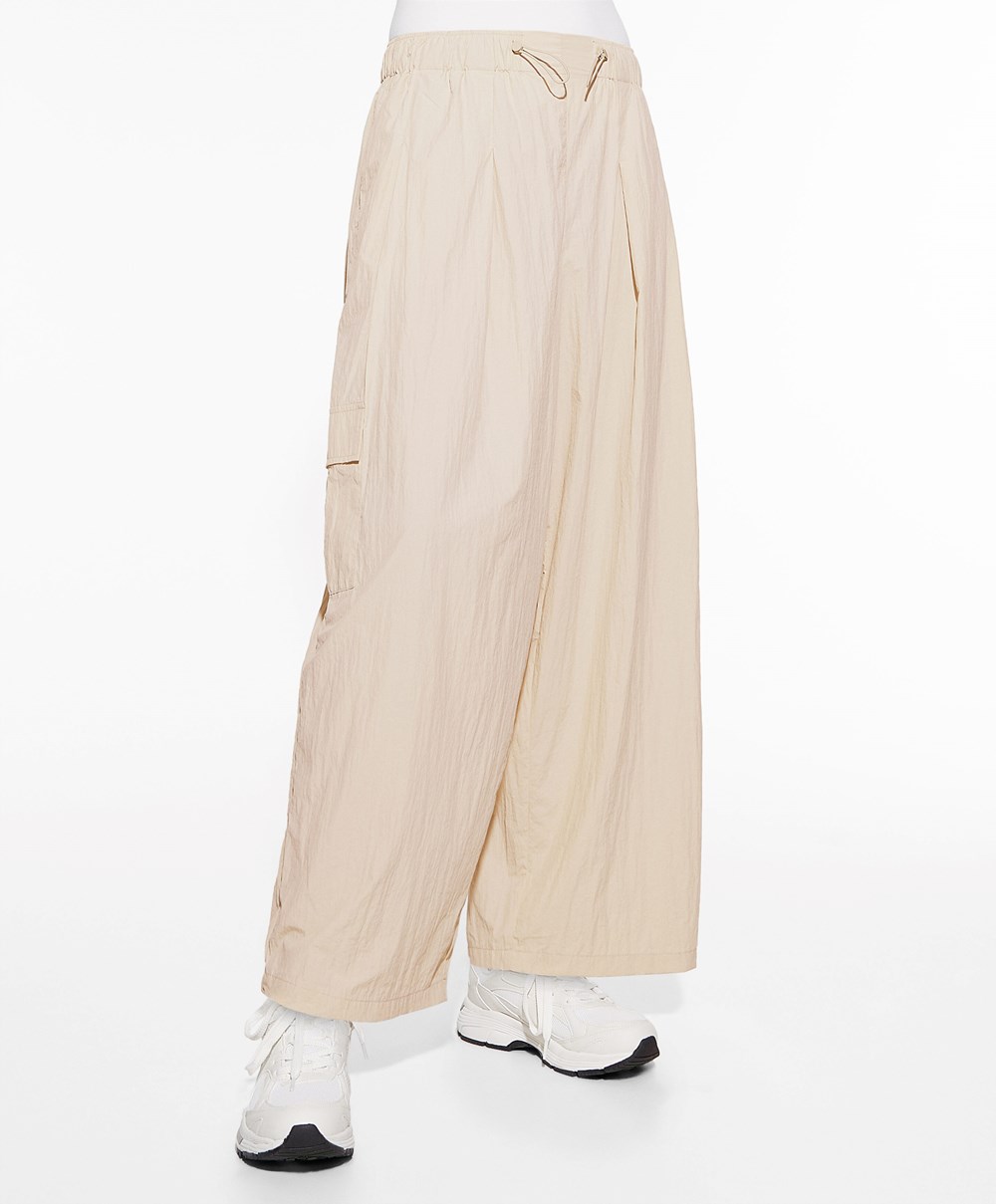 Ecru Oysho Wide-leg Cargo Trousers | EAIQ63954