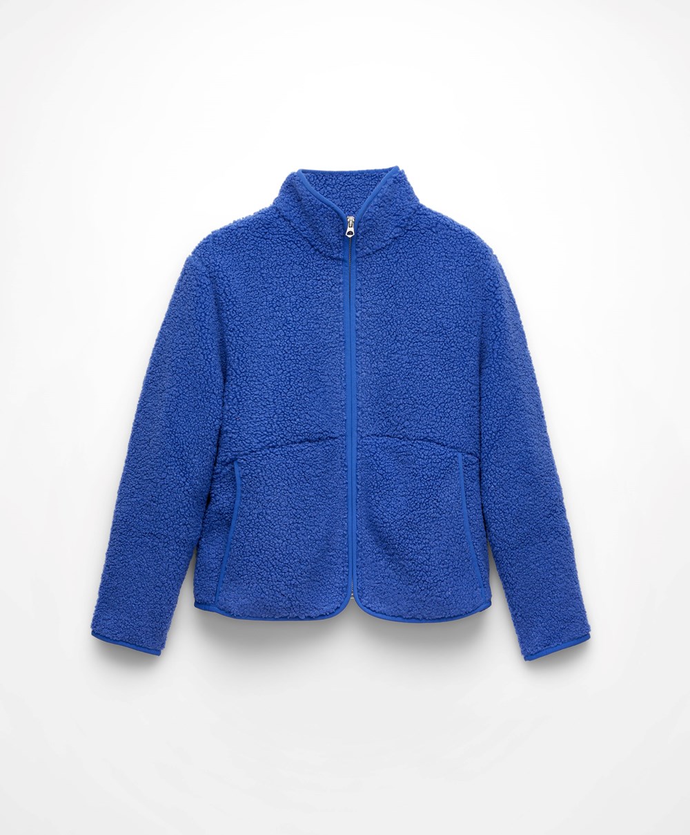 Electric Blue Oysho Faux-shearling Short Jacket | LTGY84316