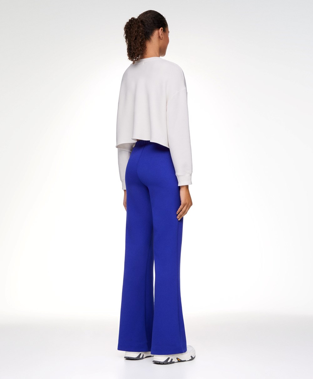 Electric Blue Oysho Interlock Flare Trousers | UWMA02146