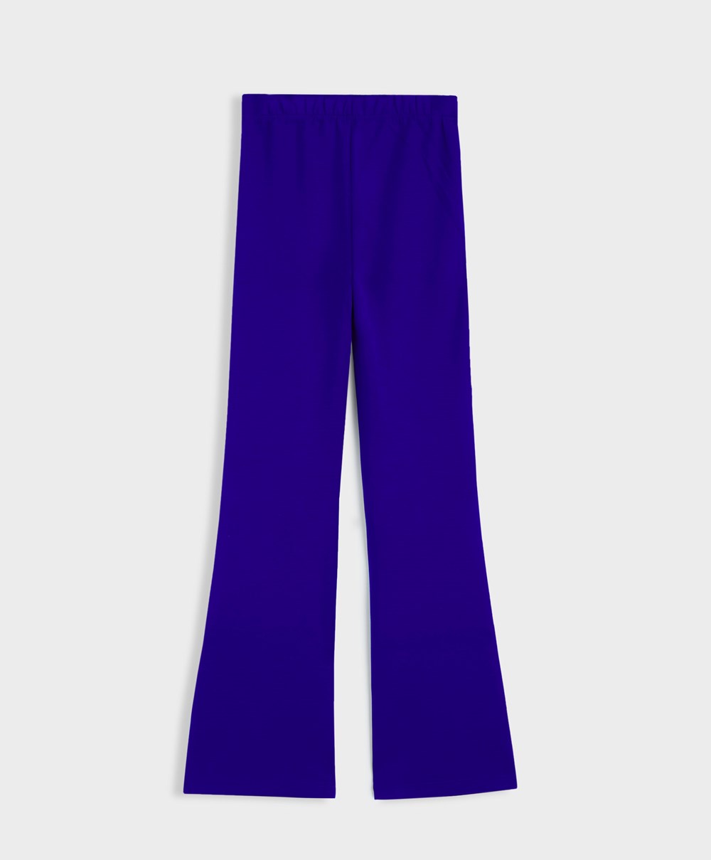 Electric Blue Oysho Interlock Flare Trousers | UWMA02146