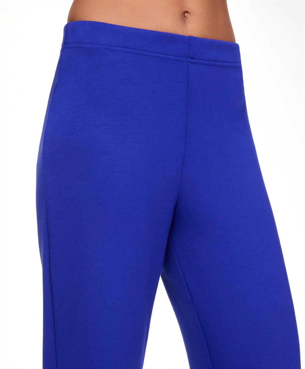 Electric Blue Oysho Interlock Flare Trousers | UWMA02146