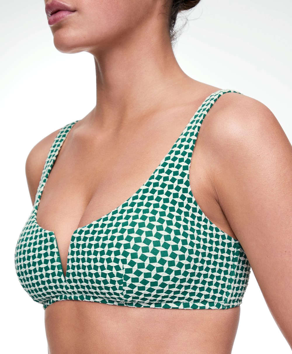 Emerald Green Oysho Mini Geometric Halter Bikini Top | QEVG10286