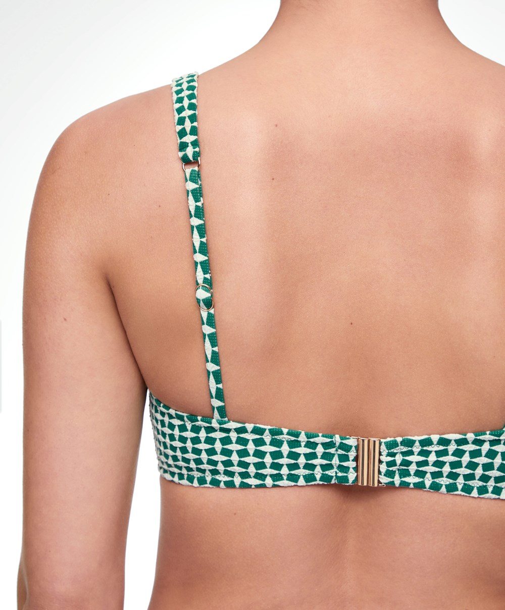 Emerald Green Oysho Mini Geometric Halter Bikini Top | QEVG10286