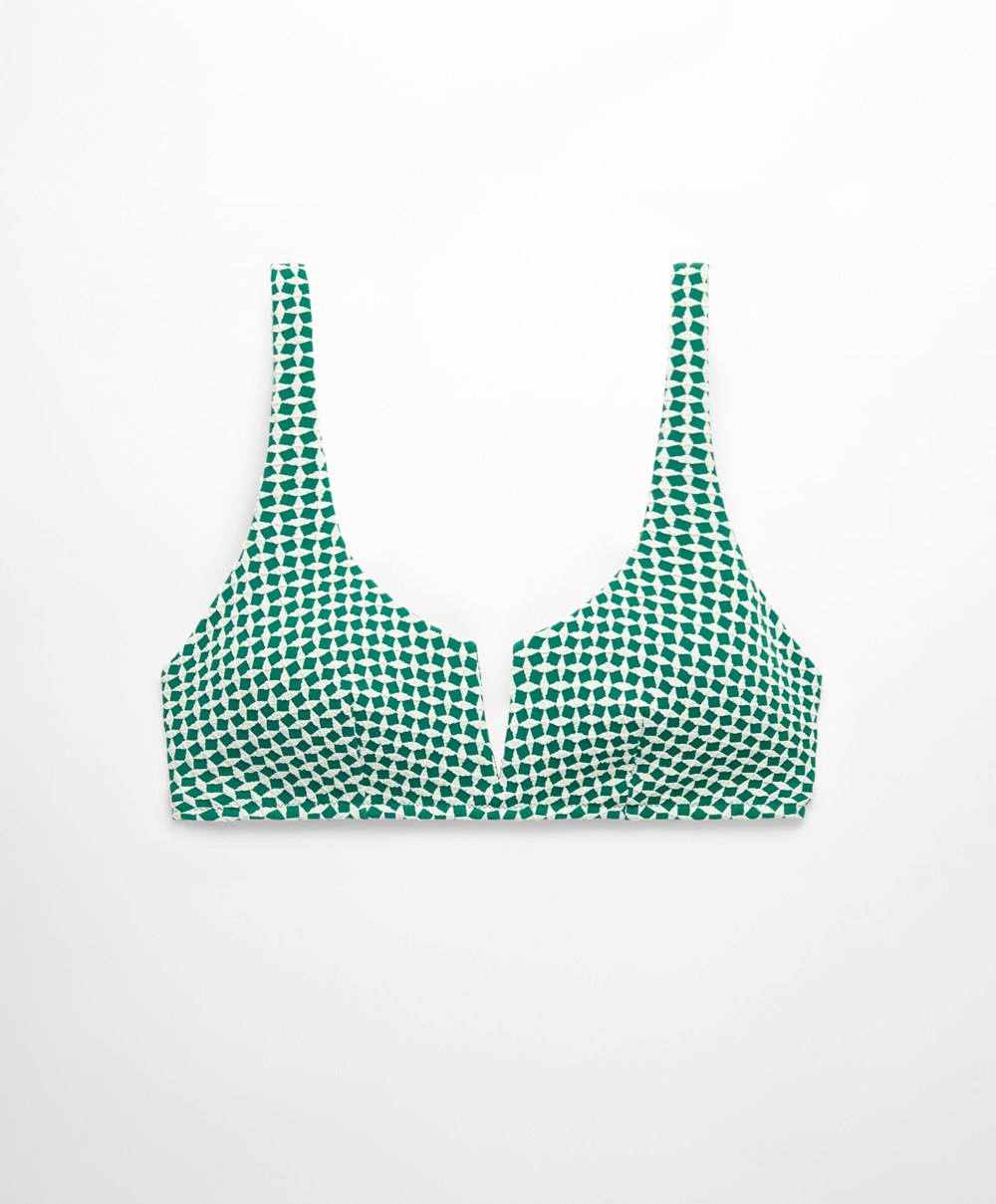 Emerald Green Oysho Mini Geometric Halter Bikini Top | QEVG10286