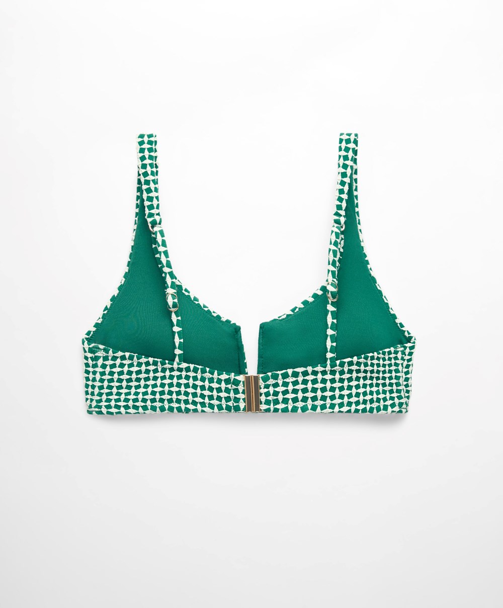 Emerald Green Oysho Mini Geometric Halter Bikini Top | QEVG10286