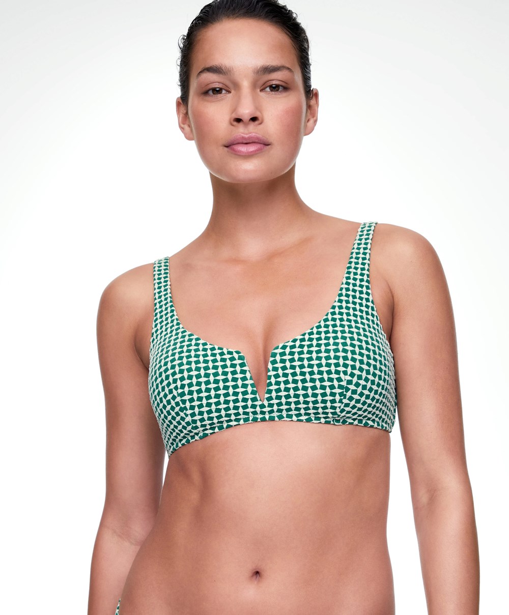 Emerald Green Oysho Mini Geometric Halter Bikini Top | QEVG10286