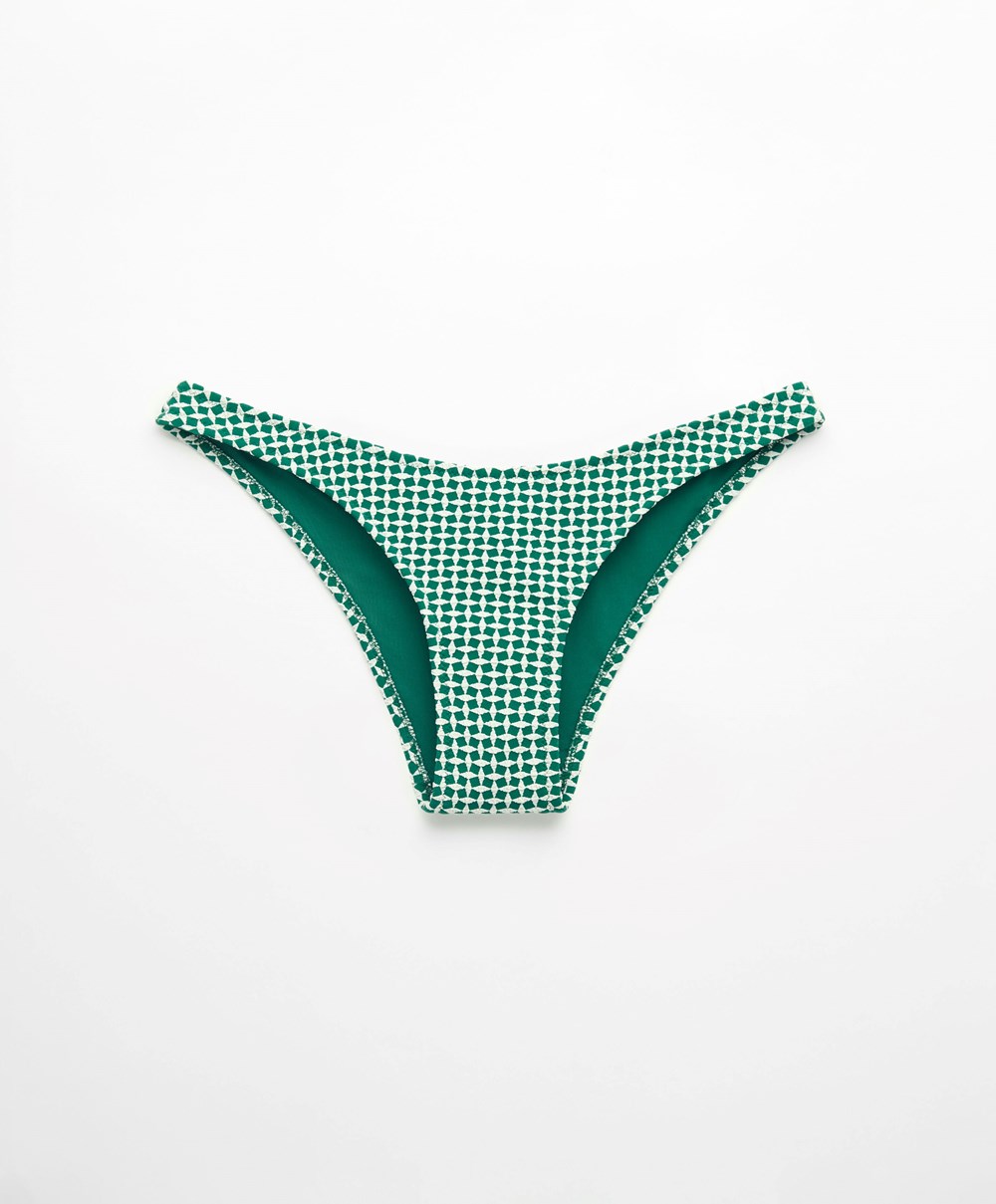 Emerald Green Oysho Mini Geometric Medium-coverage Bikini Briefs | NZIF56714