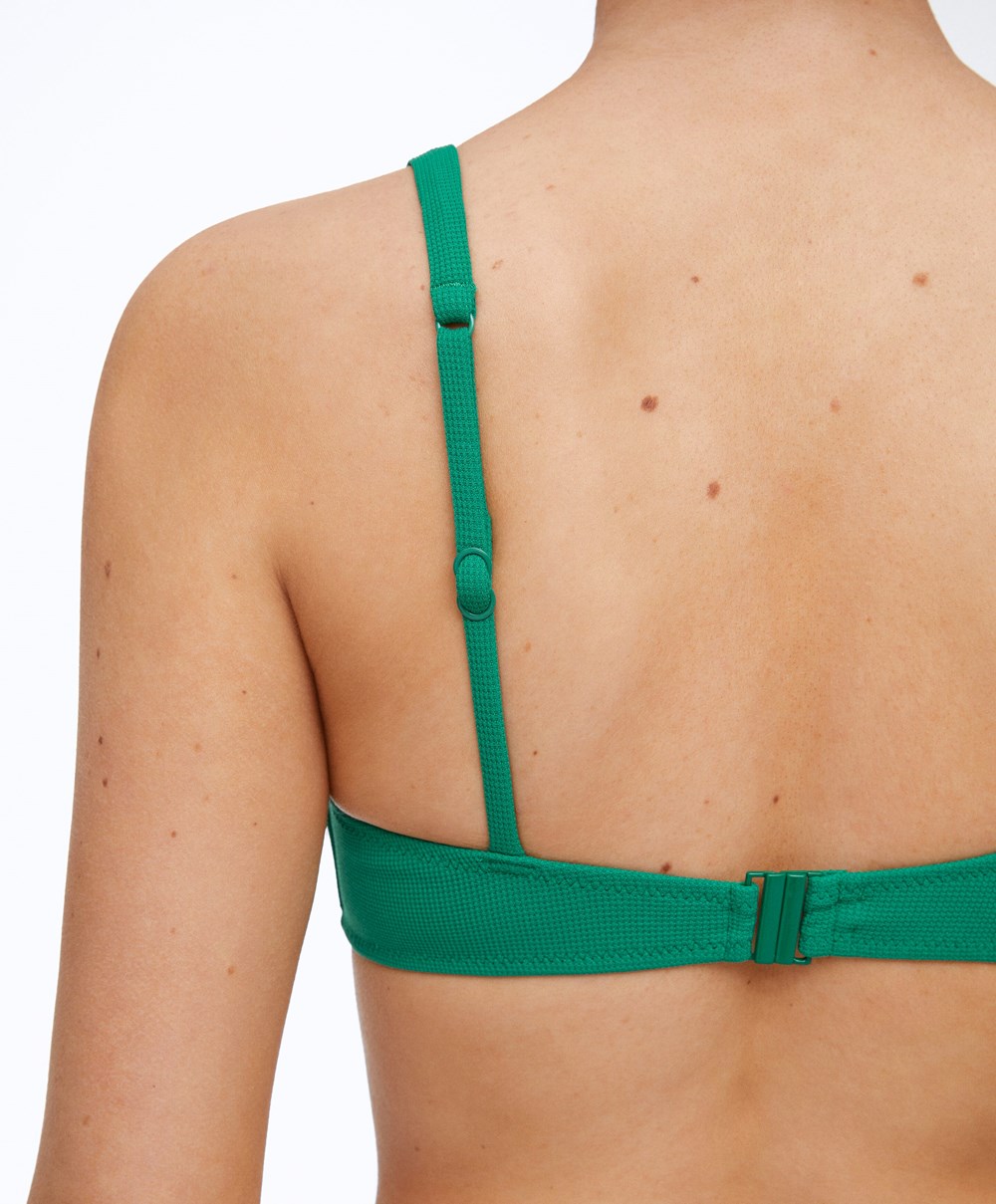 Emerald Green Oysho Piqué Halterneck Bikini Top | PFNH68095