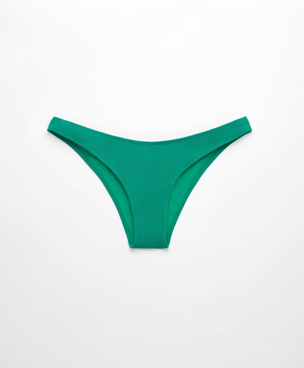 Emerald Green Oysho Piqué Mid-rise Bikini Briefs | BTHV05263