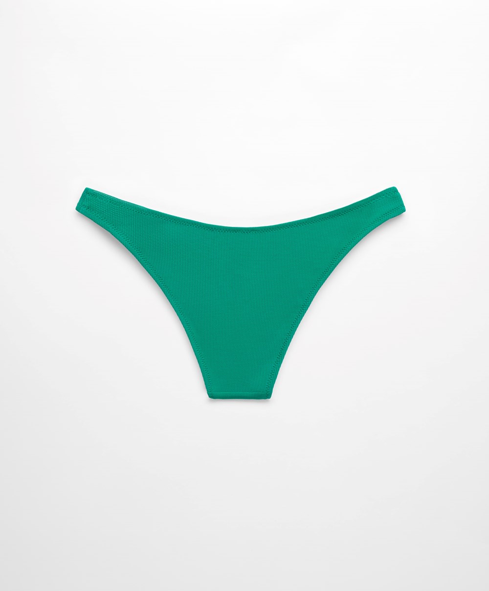 Emerald Green Oysho Piqué Mid-rise Bikini Briefs | RHWS69205