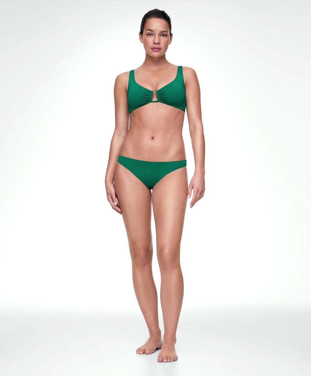 Emerald Green Oysho U-neck Halter Bikini Top | DUQY02168