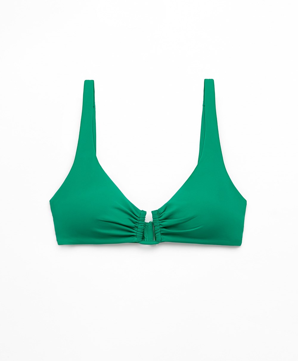 Emerald Green Oysho U-neck Halter Bikini Top | DUQY02168