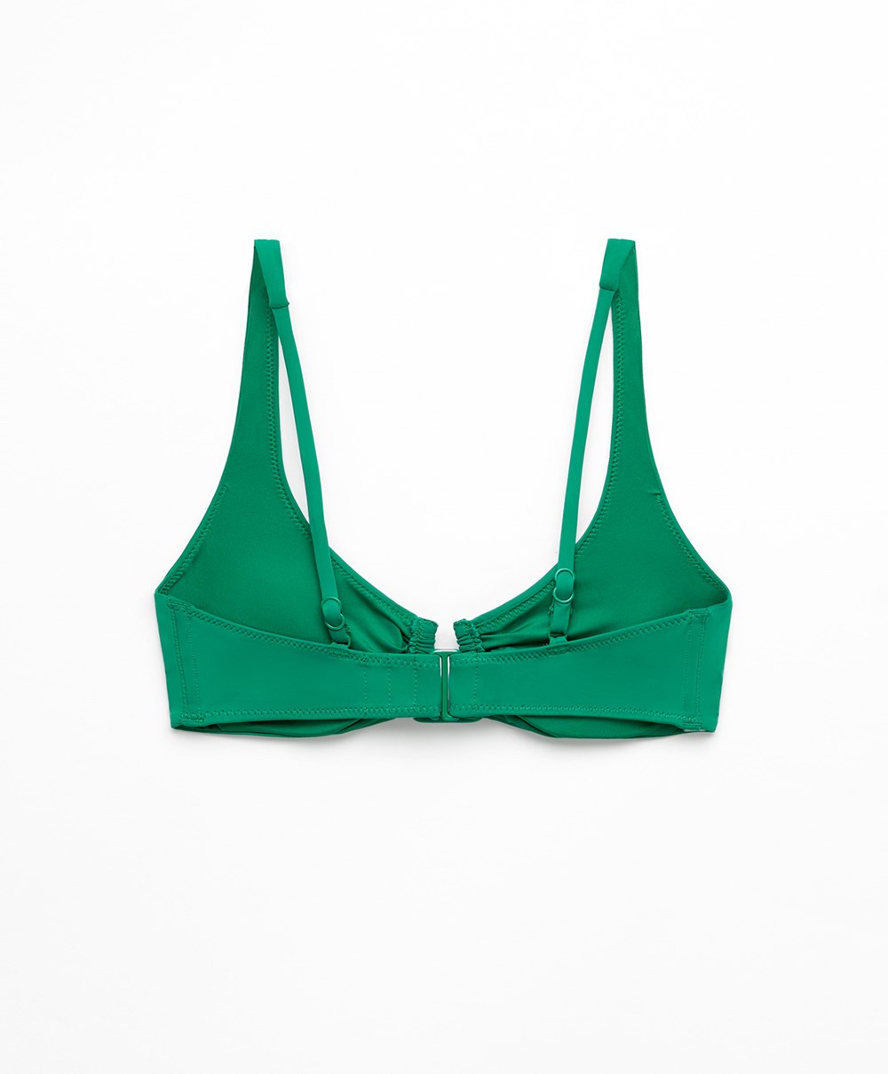 Emerald Green Oysho U-neck Halter Bikini Top | DUQY02168