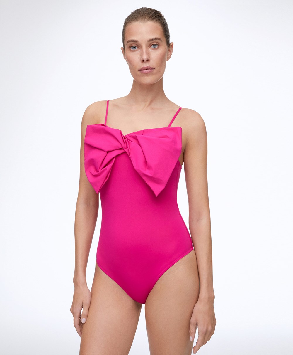 Fuchsia Oysho Bow Swimsuit | ONXV09572