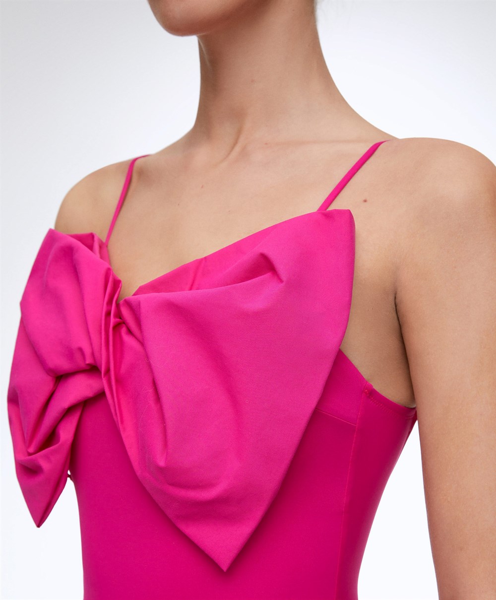 Fuchsia Oysho Bow Swimsuit | ONXV09572