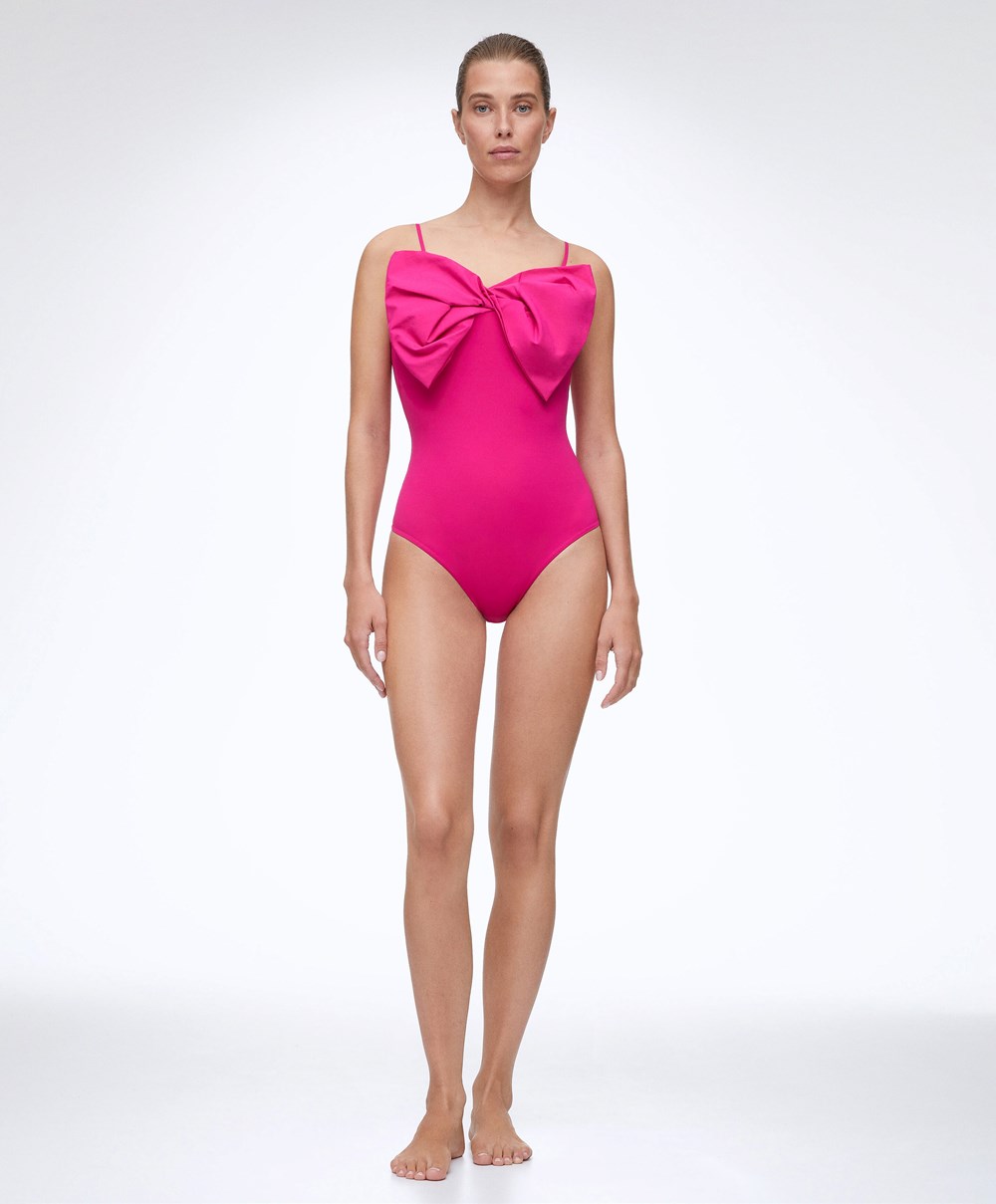 Fuchsia Oysho Bow Swimsuit | ONXV09572