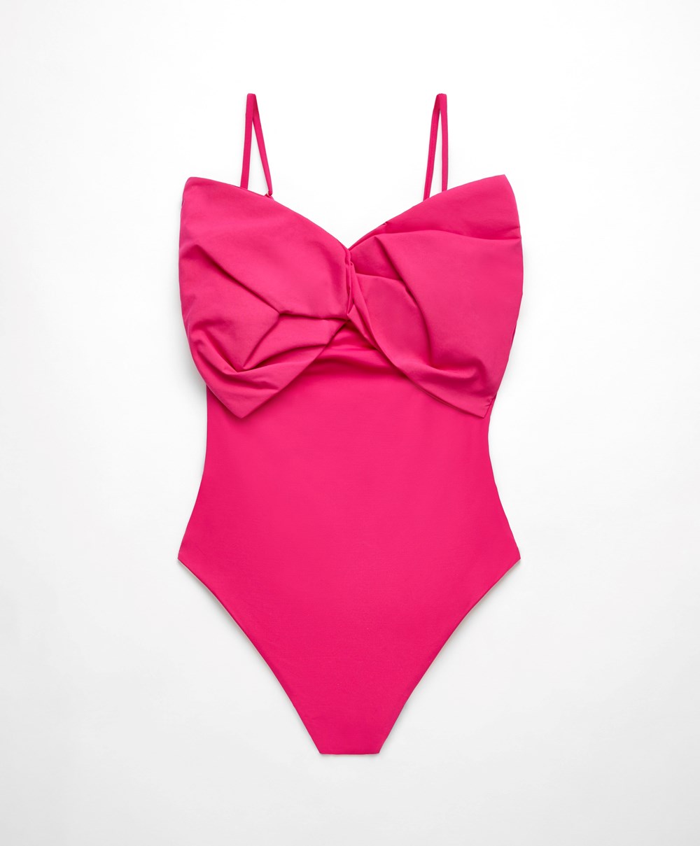 Fuchsia Oysho Bow Swimsuit | ONXV09572