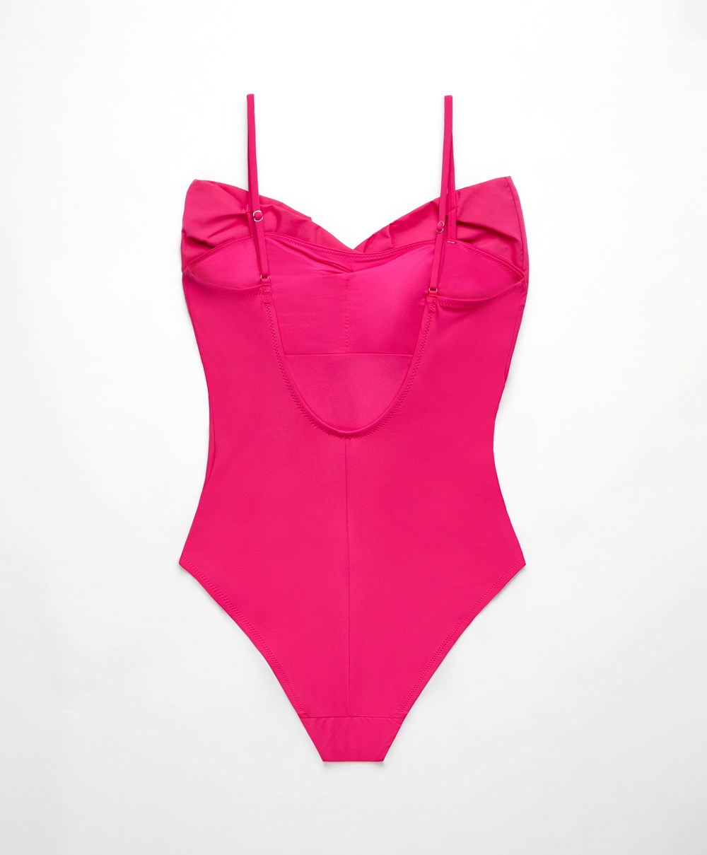 Fuchsia Oysho Bow Swimsuit | ONXV09572