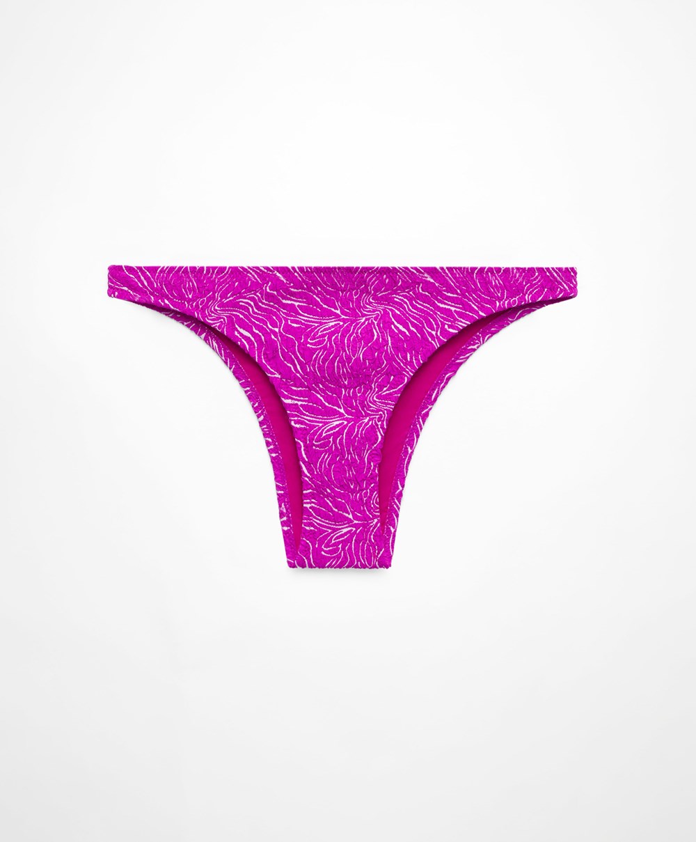 Fuchsia Oysho Medium-coverage Jacquard Bikini Briefs | UZLE06347