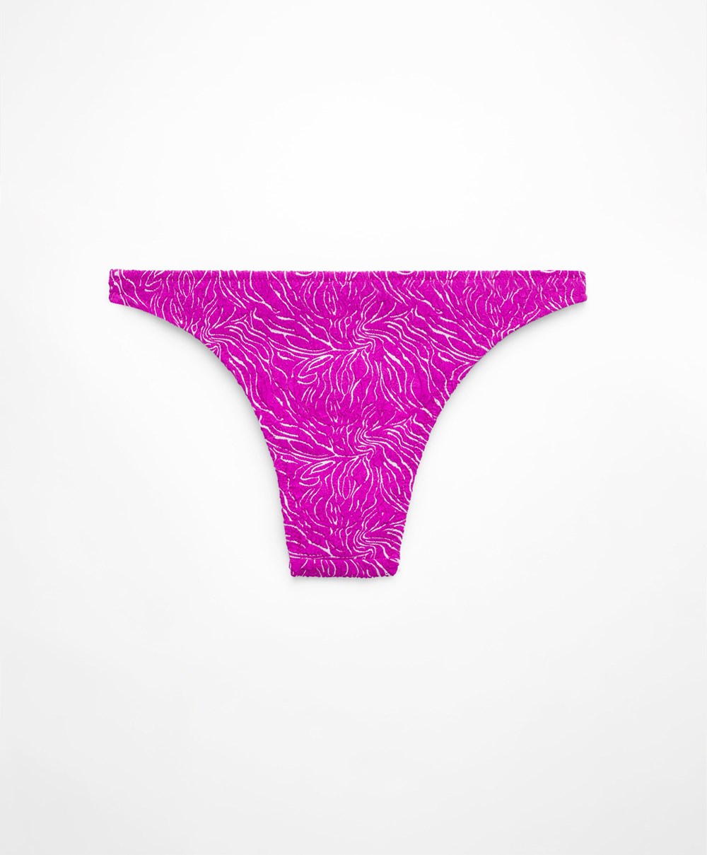 Fuchsia Oysho Medium-coverage Jacquard Bikini Briefs | UZLE06347