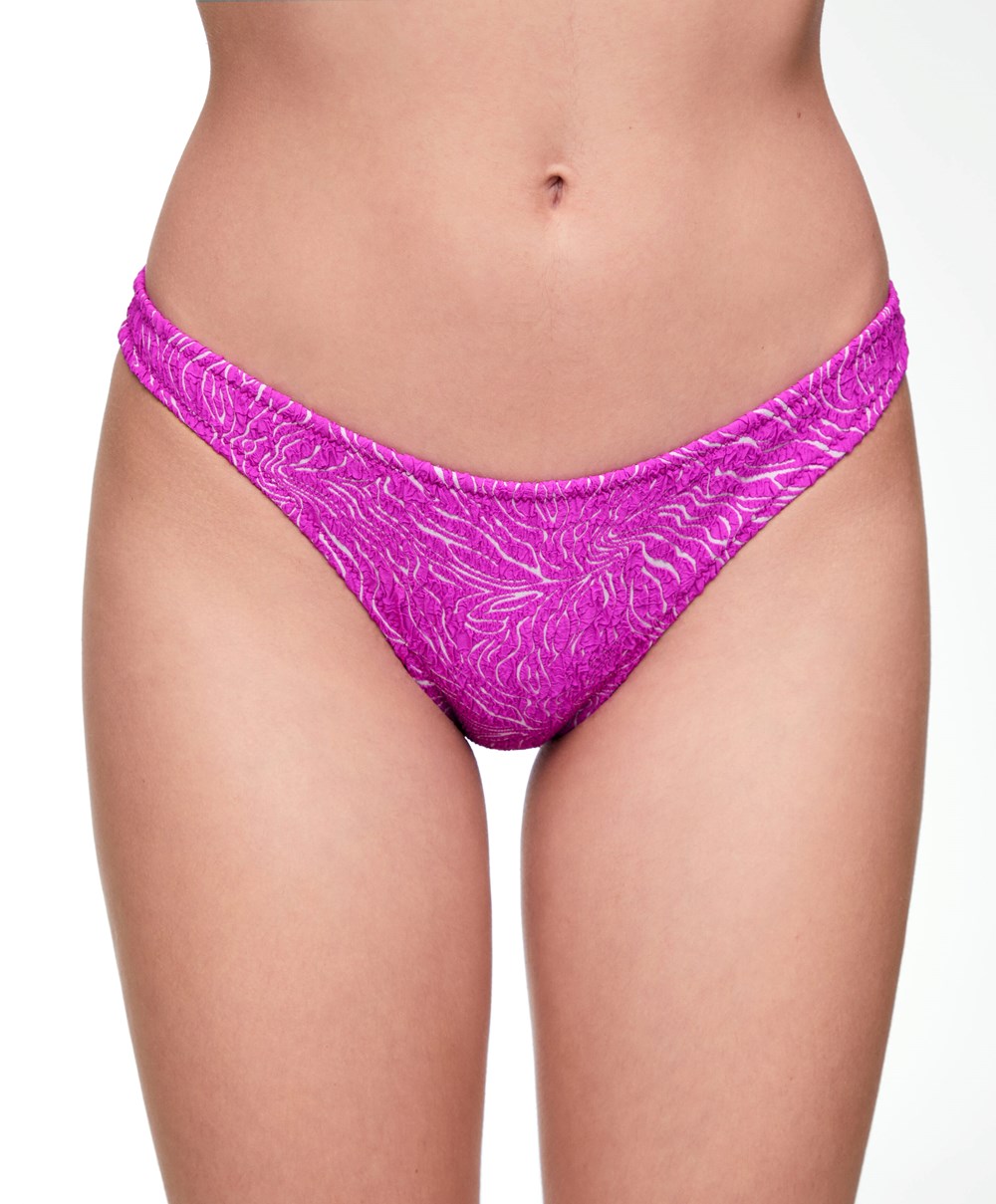 Fuchsia Oysho Medium-coverage Jacquard Bikini Briefs | UZLE06347