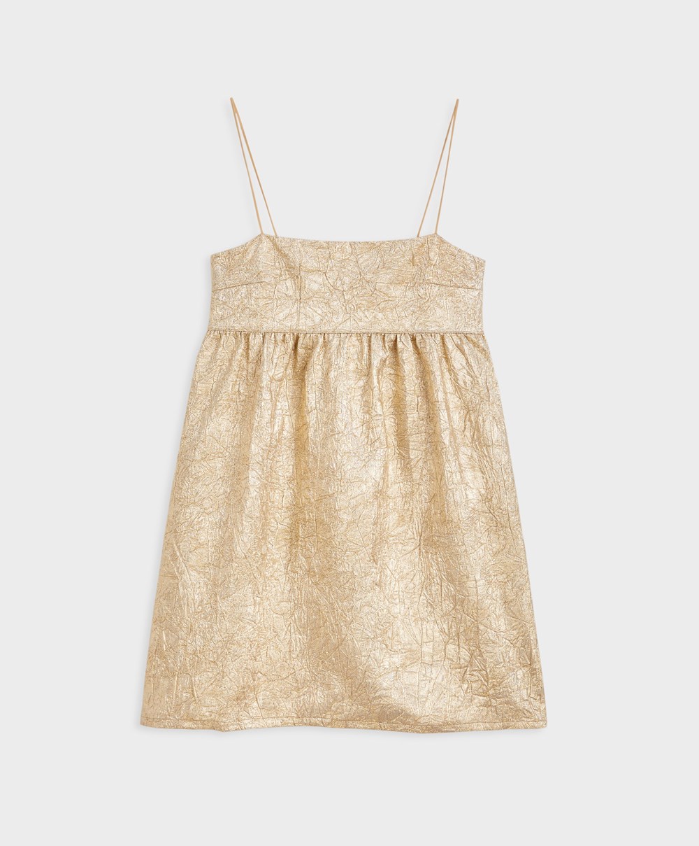 Gold Coloured Oysho Short Strappy Dress | VGXN32157