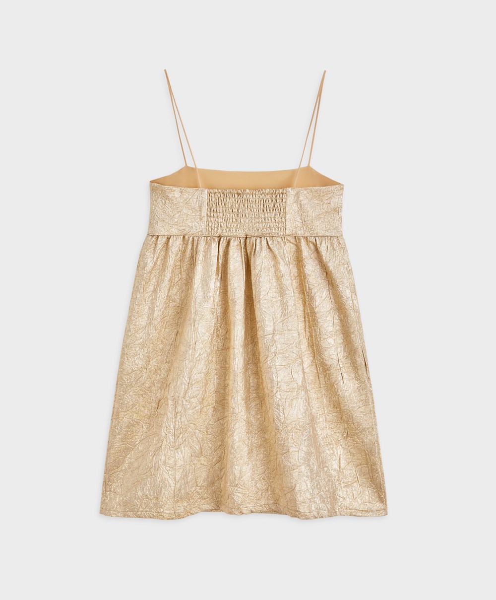 Gold Coloured Oysho Short Strappy Dress | VGXN32157