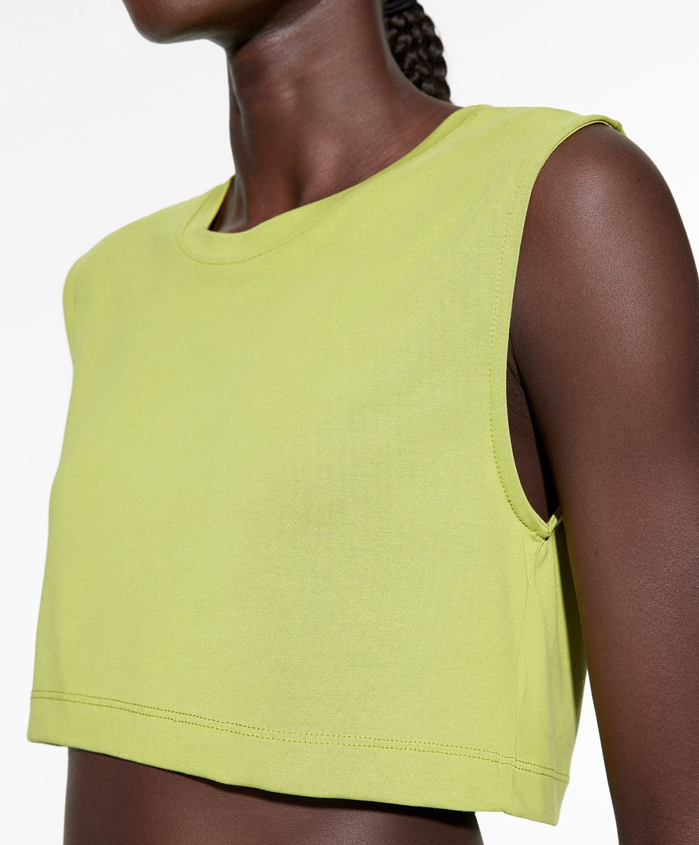 Green Oysho Cropped Modal T-shirt | ZOLY39764