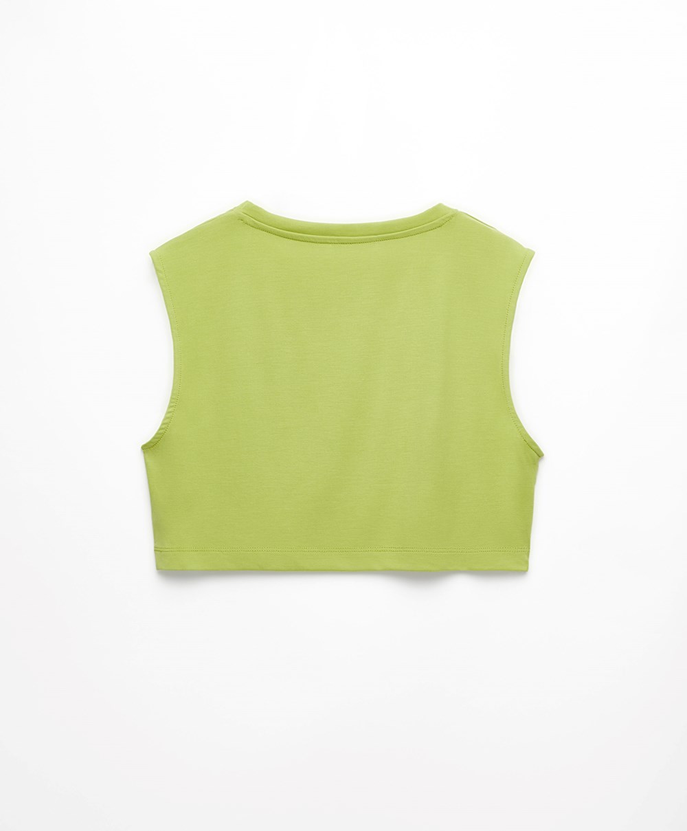 Green Oysho Cropped Modal T-shirt | ZOLY39764