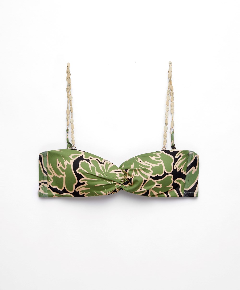 Green Oysho Tropical Bandeau Bikini Top | EHSK12560