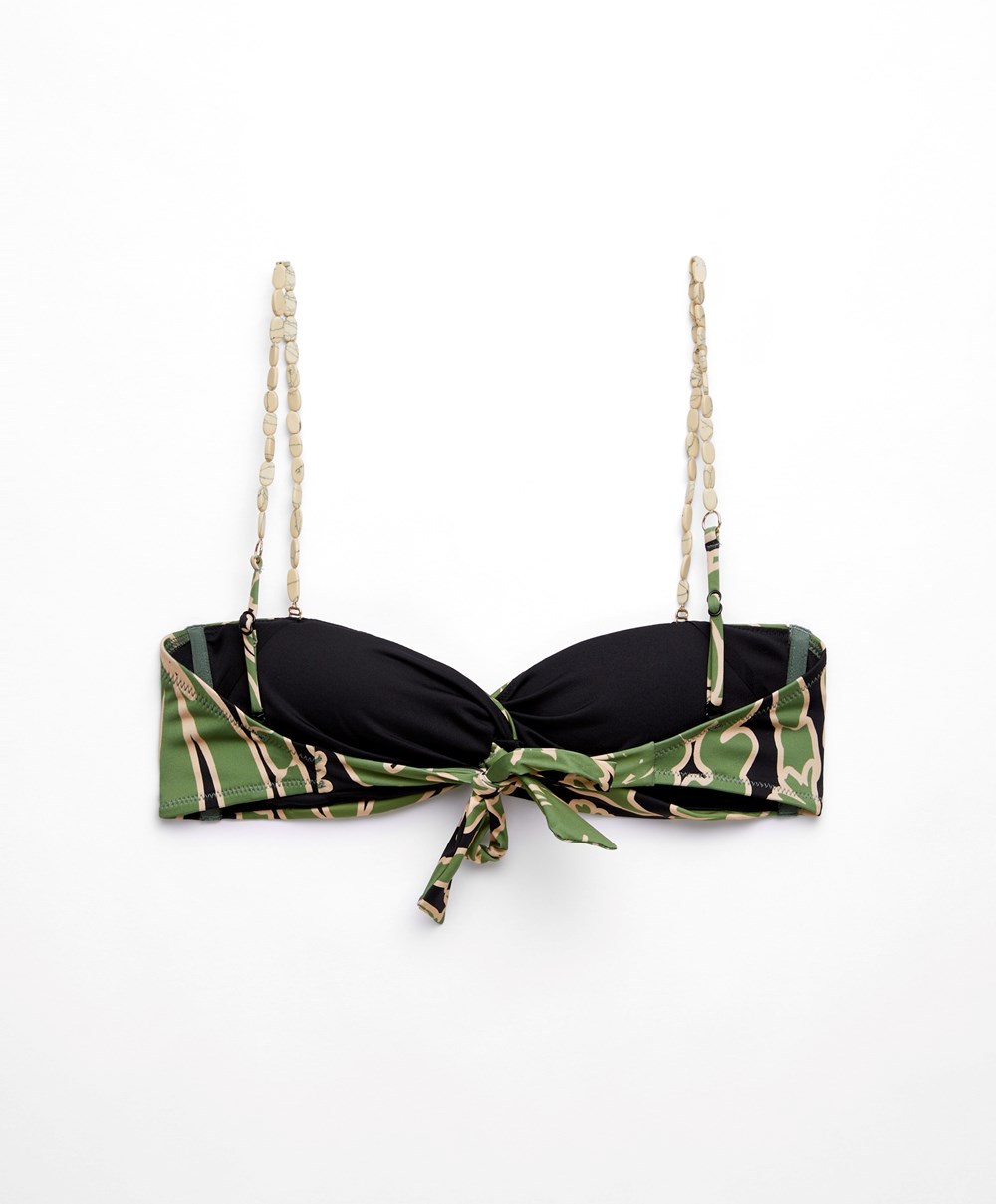 Green Oysho Tropical Bandeau Bikini Top | EHSK12560