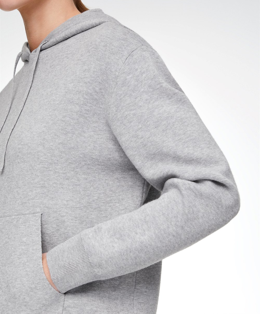 Grey Melange Oysho Knit Hoodie | OVTP91467