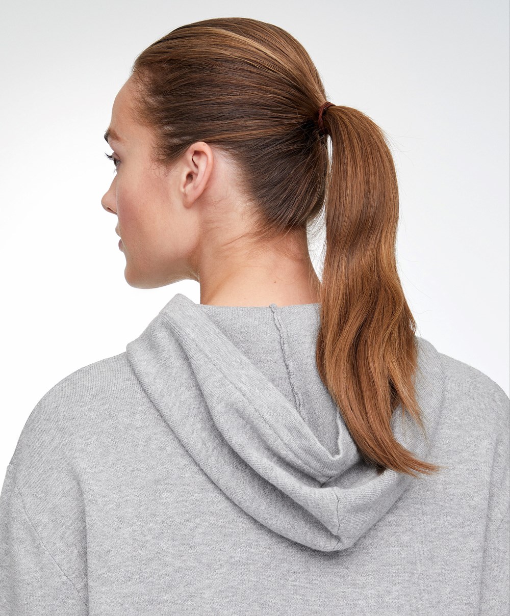 Grey Melange Oysho Knit Hoodie | OVTP91467